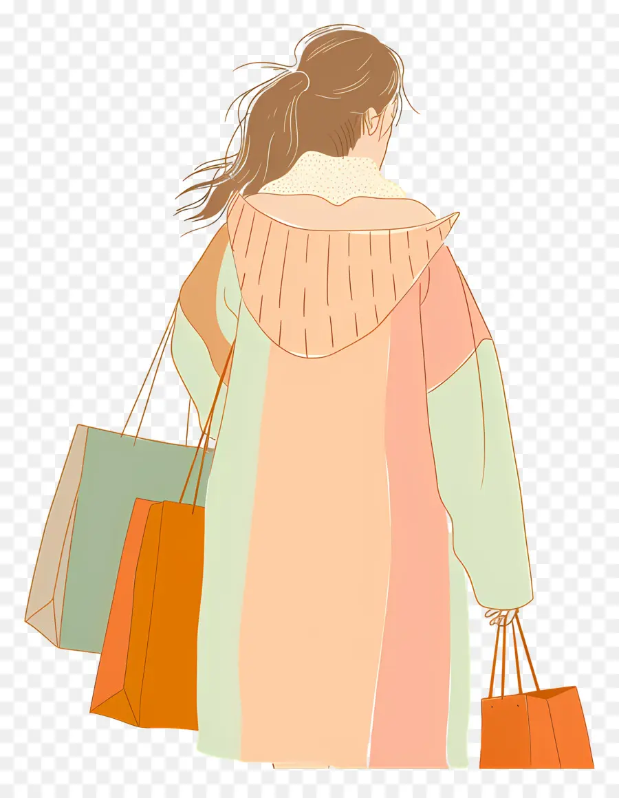 Mujer Con Bolsas De Compras，De Compras PNG