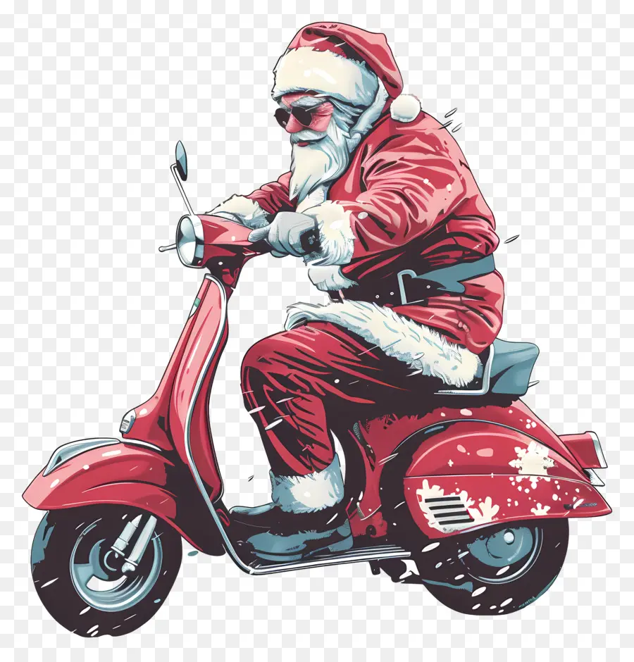 Santa Riding Scooter，Santa Claus PNG