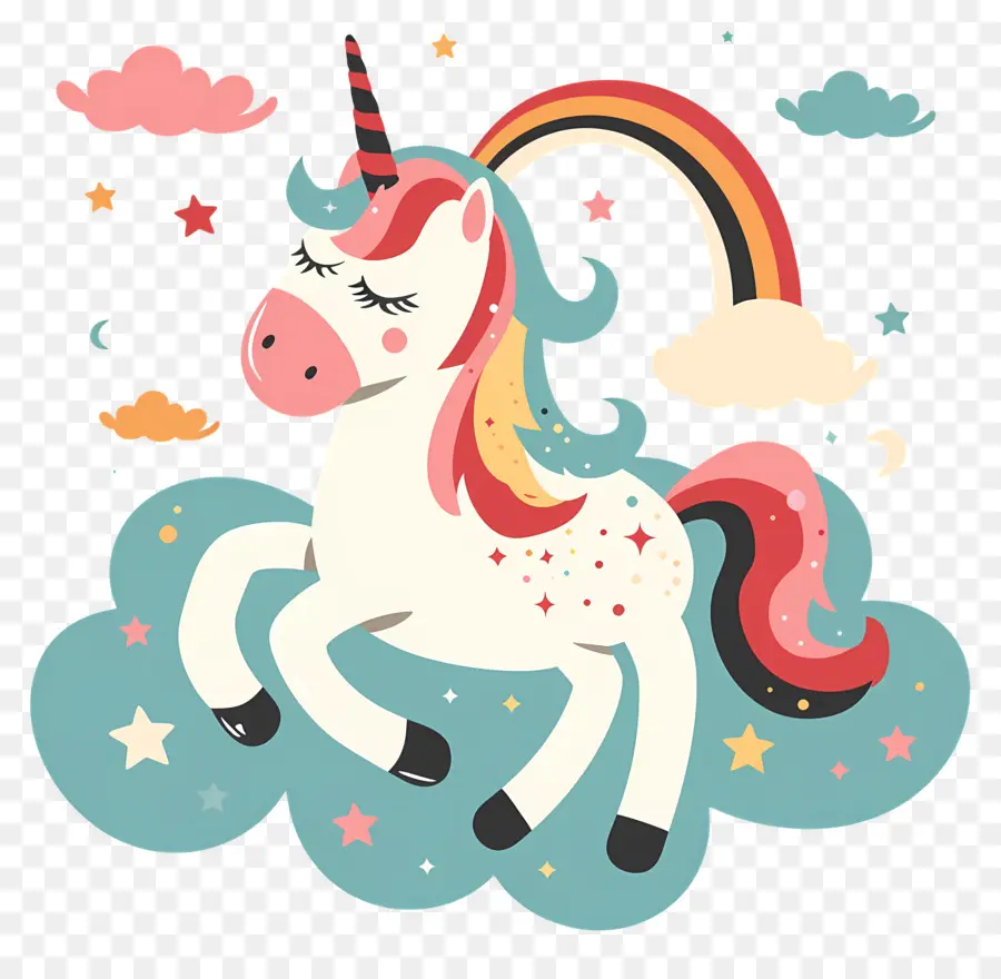 Unicornio Con Arco Iris，Unicornio PNG