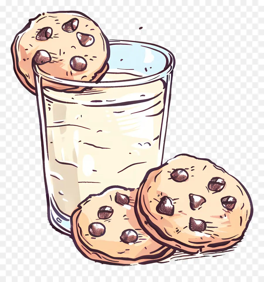 Galletas Y Leche，Galletas Con Chispas De Chocolate PNG