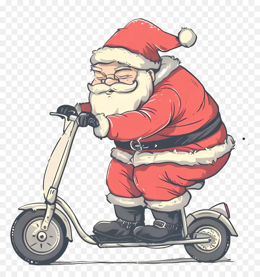 Santa Riding Scooter，Santa Claus PNG