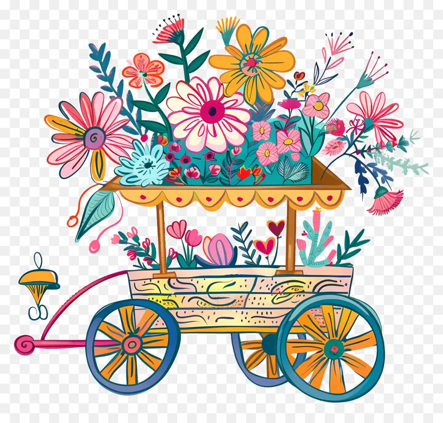 Carro Floral，Carro PNG