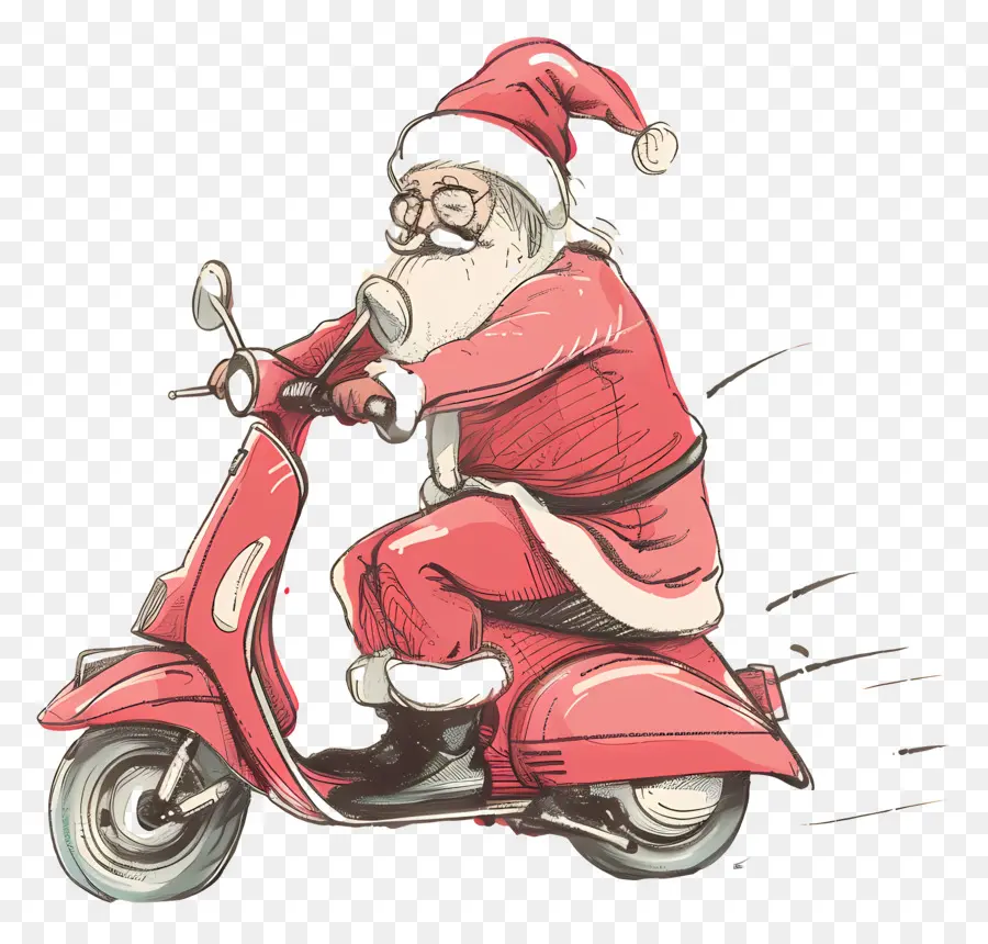 Santa Riding Scooter，Santa Claus PNG