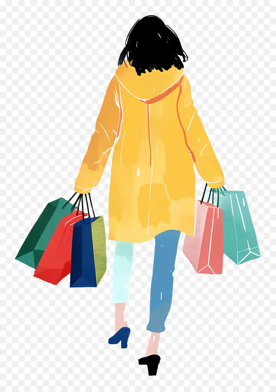 Mujer Con Bolsas De Compras，De Compras PNG