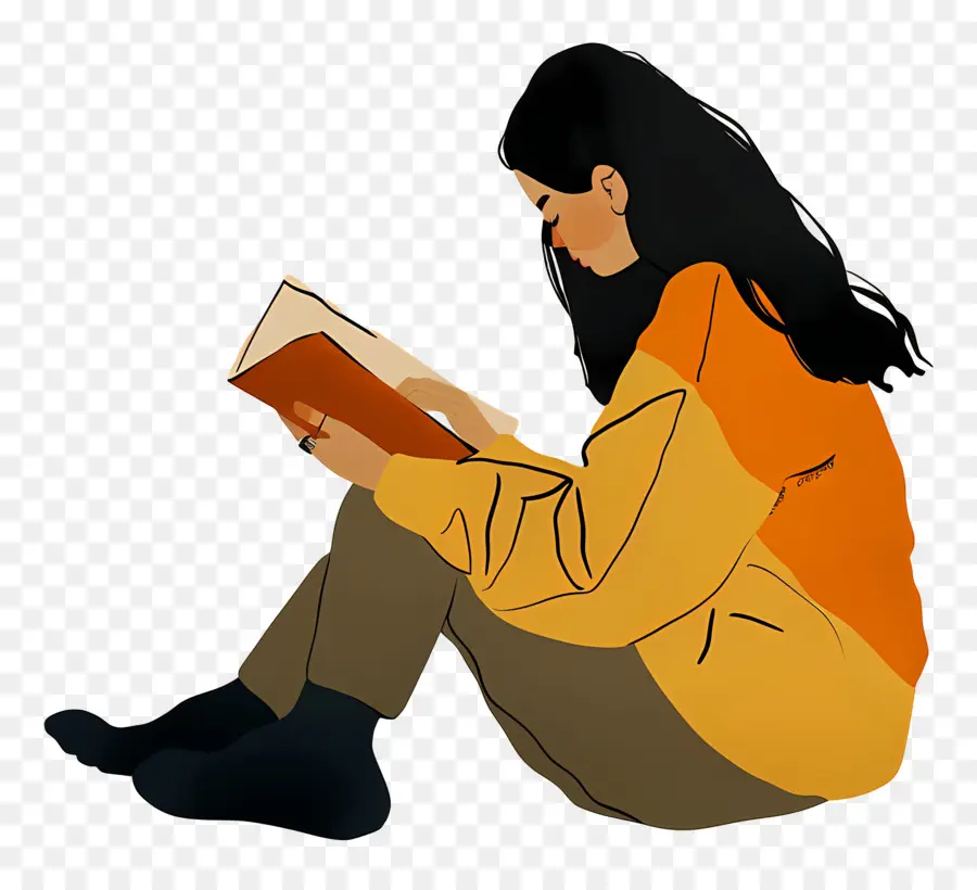 Mujer Relajante，Leyendo Un Libro PNG