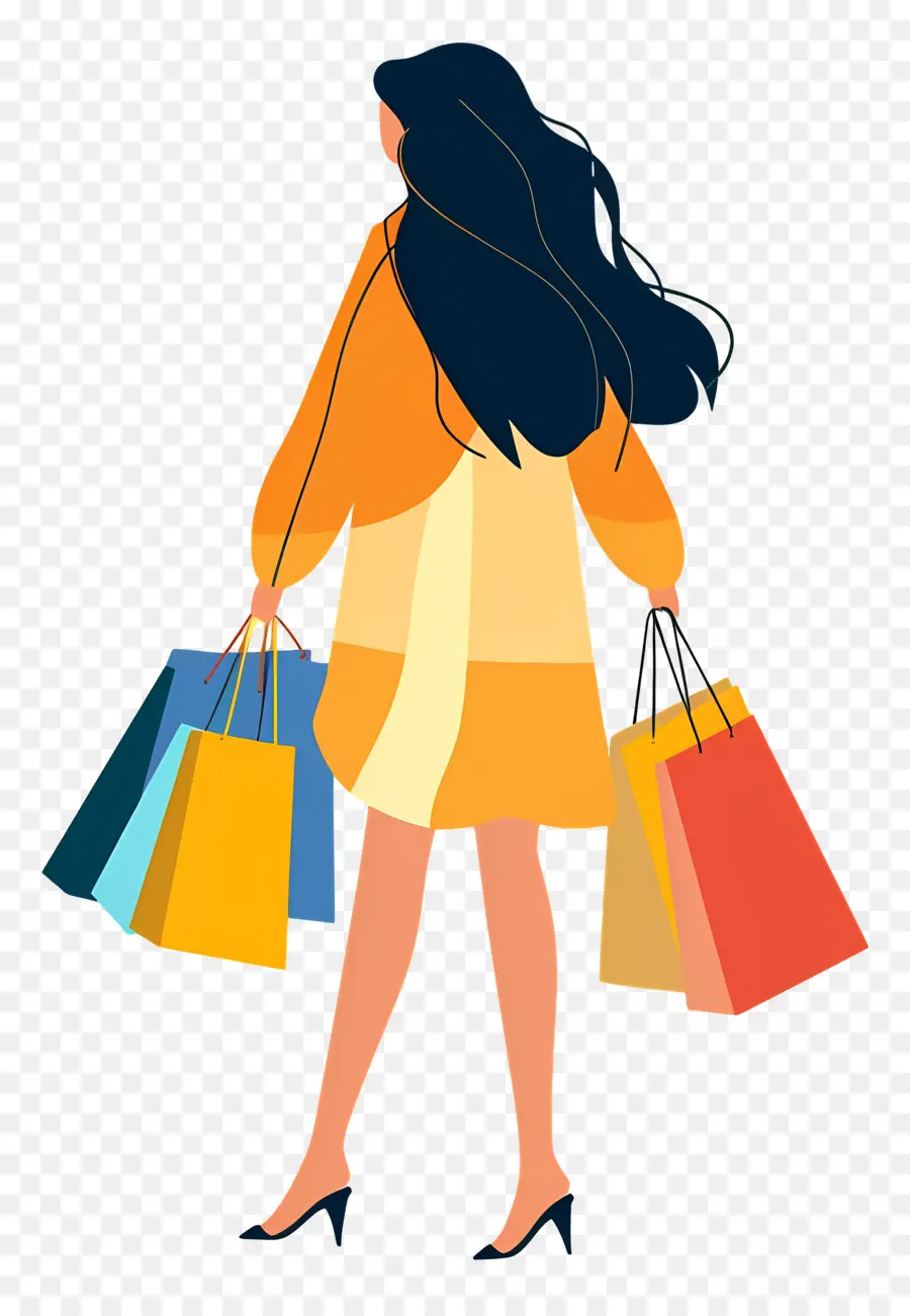 Mujer Con Bolsas De Compras，La Moda PNG