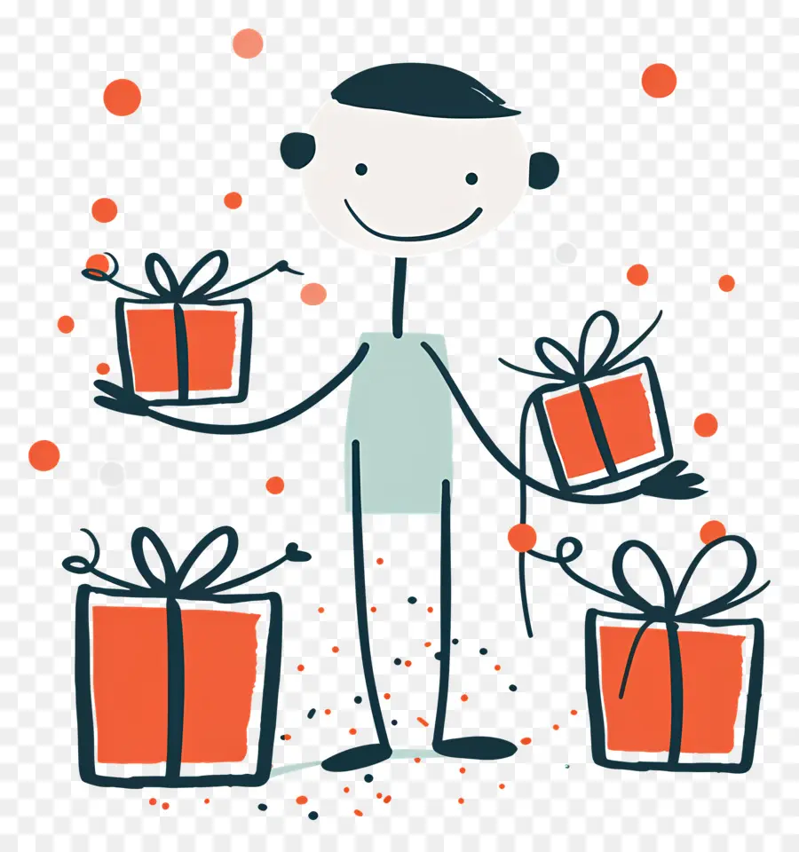 Stickman Con Regalos，Regalo PNG