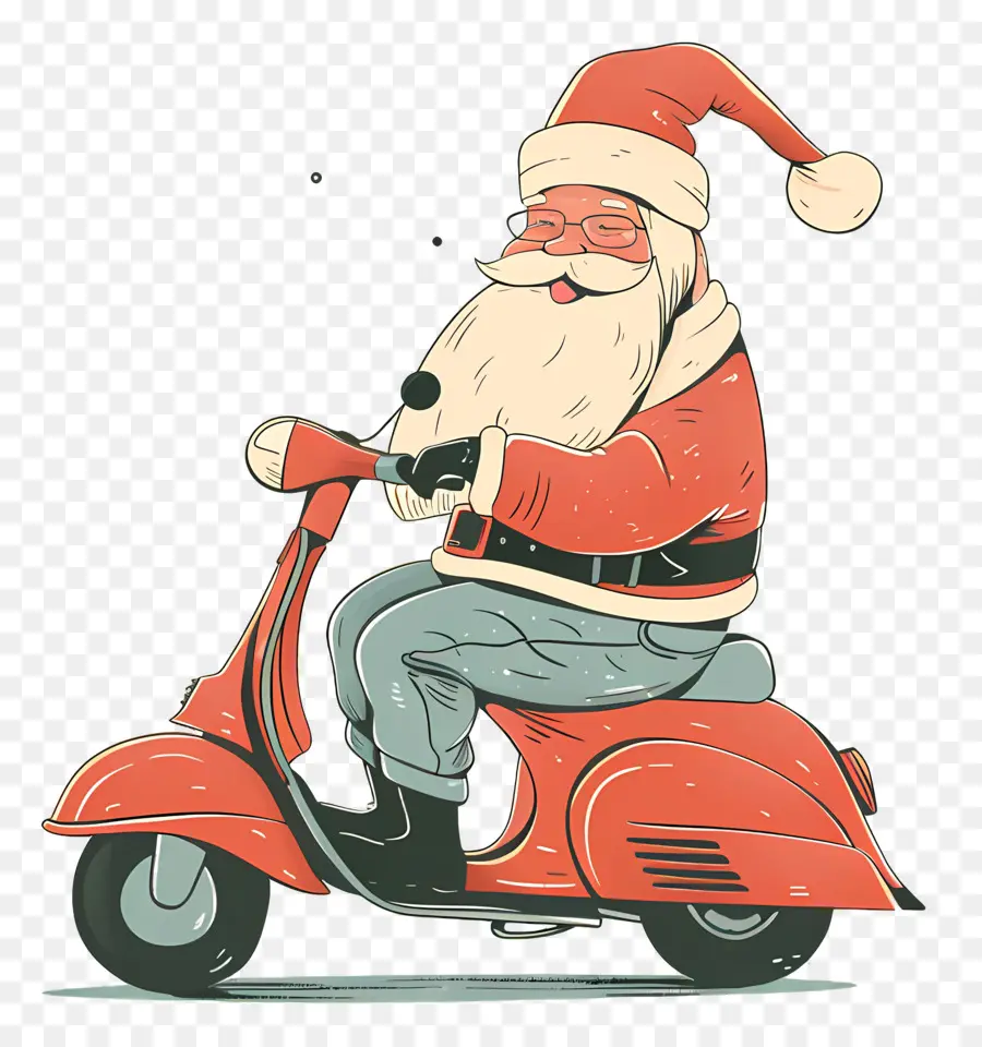 Santa Riding Scooter，Santa Claus PNG