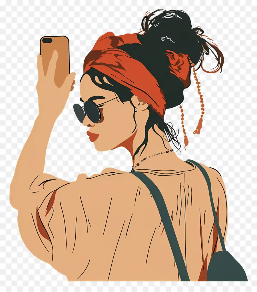 Chica Tomando Selfie，Mujer PNG