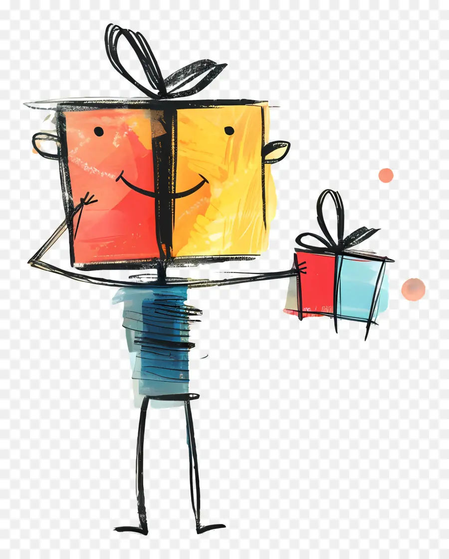 Stickman Con Regalos，Personaje De Dibujos Animados PNG