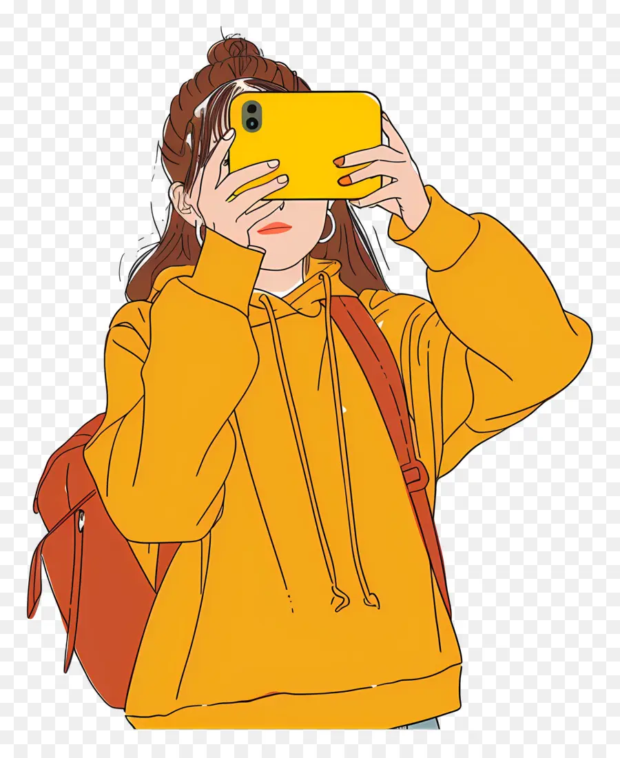 Chica Tomando Selfie，Chica PNG