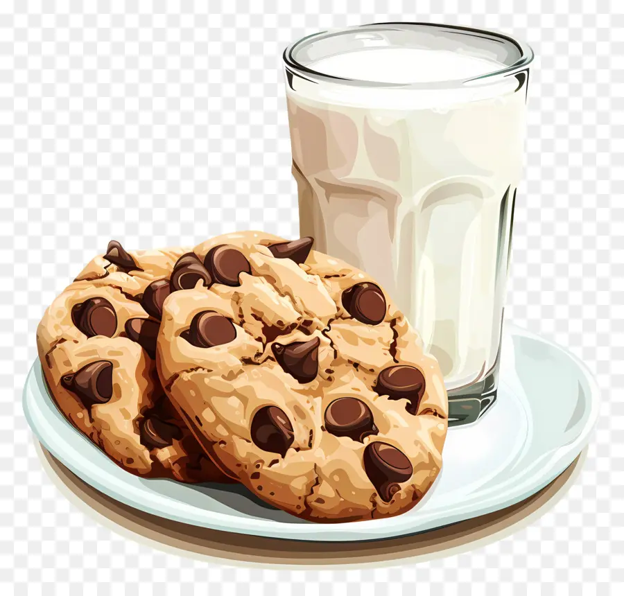 Galletas Y Leche，Galletas De Chispas De Chocolate PNG