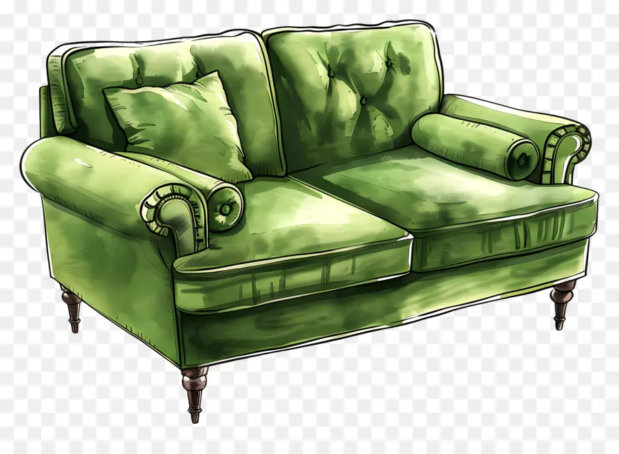 Sofá De Color Verde，La Elegancia PNG