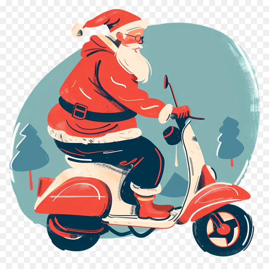 Santa Riding Scooter，Santa Claus PNG