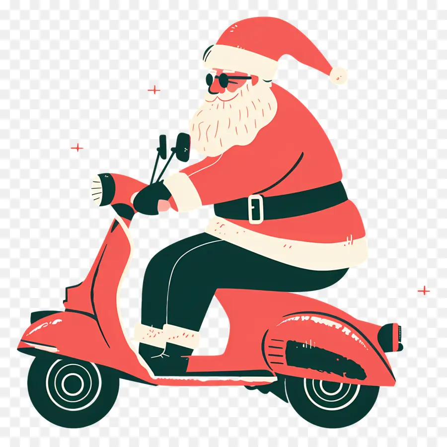 Santa Riding Scooter，Santa Claus PNG