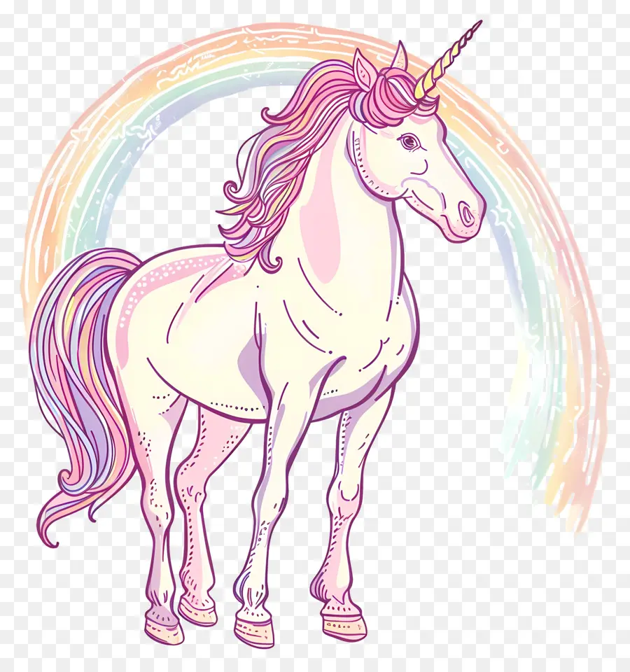 Unicornio Con Arco Iris，Unicornio PNG