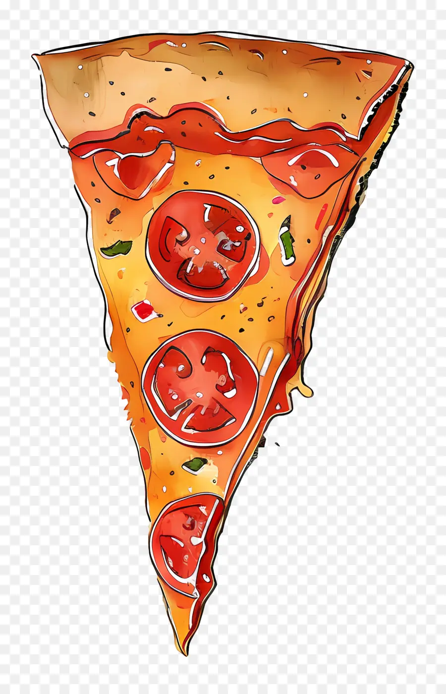 Rebanada De Pizza，Pintura A La Acuarela PNG