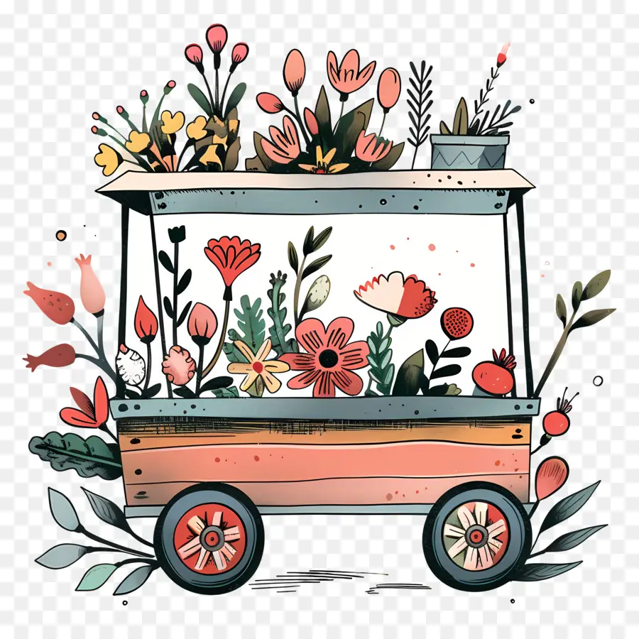 Carro Floral，Flor Carro PNG