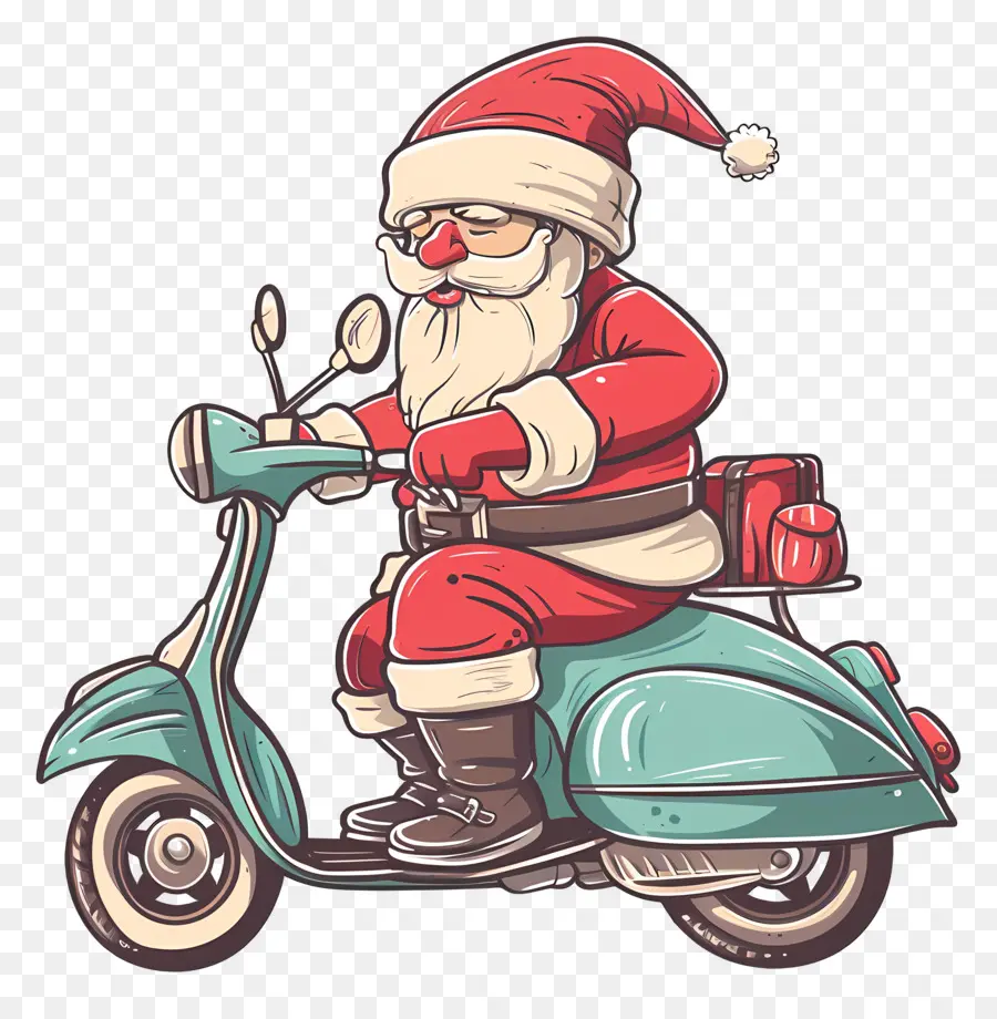 Santa Riding Scooter，Santa Claus PNG