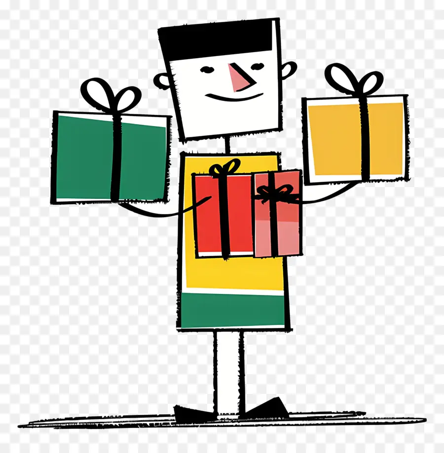 Stickman Con Regalos，Envoltorio De Regalo PNG