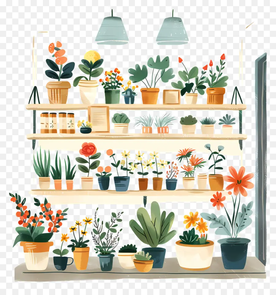 Interior De La Tienda De Flores，Las Plantas De Interior PNG