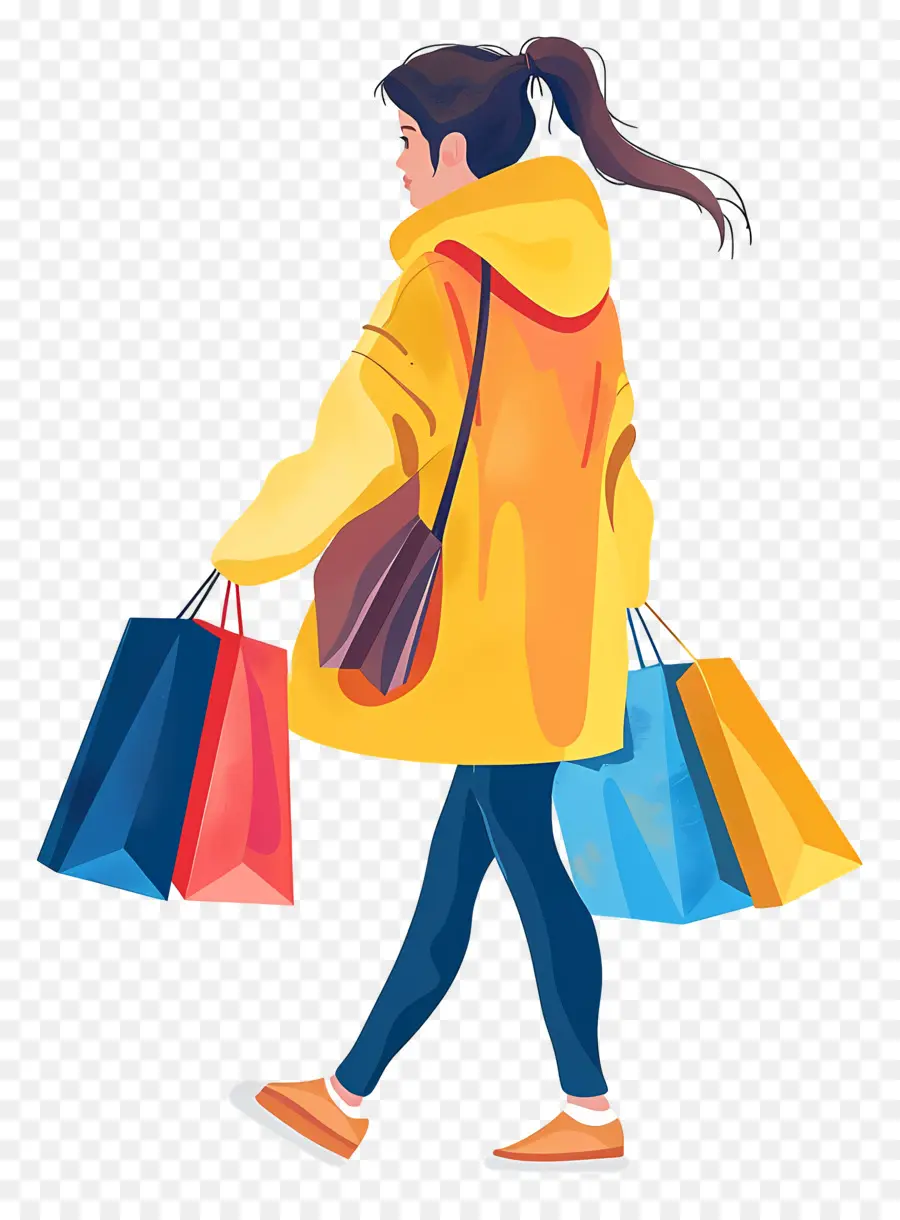 Mujer Con Bolsas De Compras，De Compras PNG