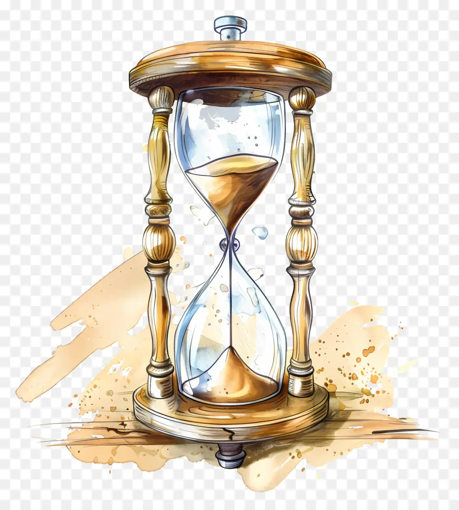 Reloj De Arena，Pintura A La Acuarela PNG