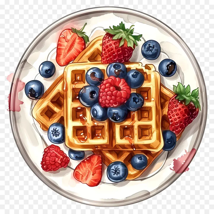 Waffles，Pintura A La Acuarela PNG