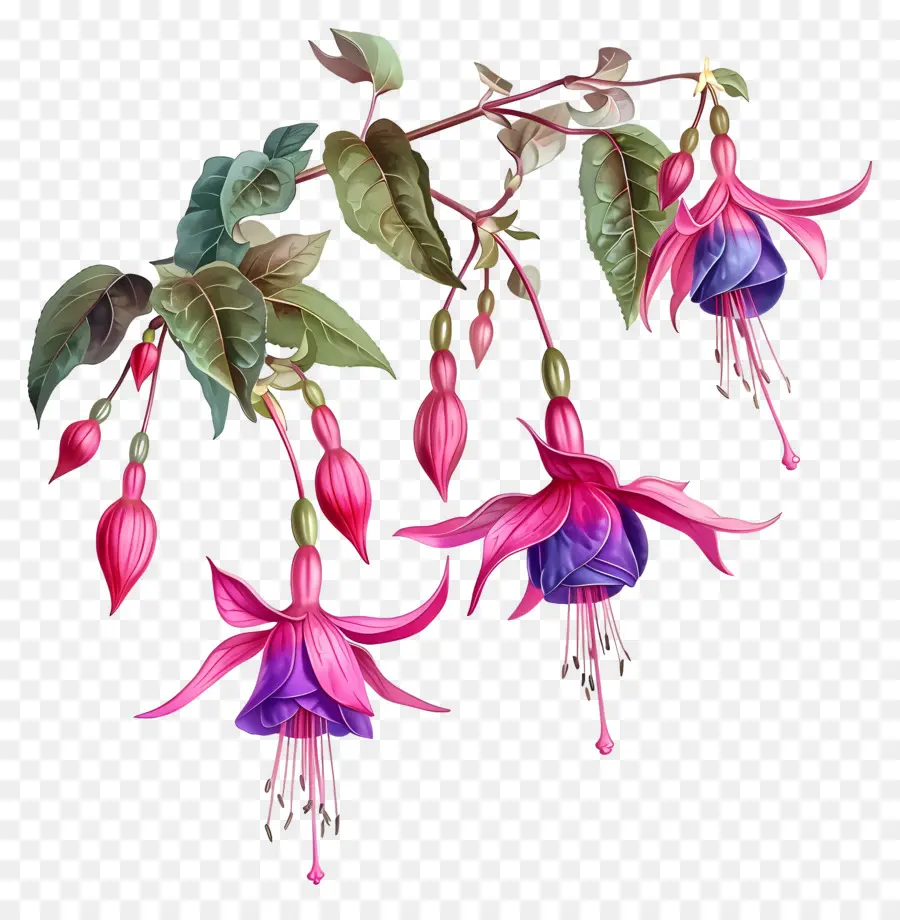 Fucsia Flores，Pétalos De Rosa PNG