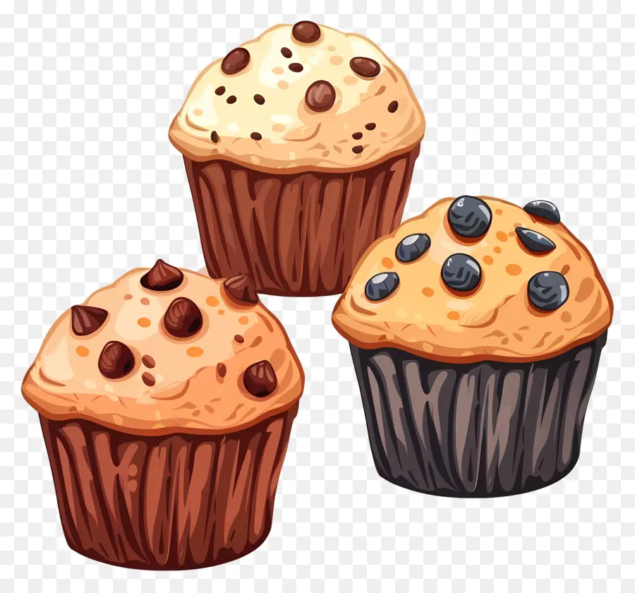 Panecillos，Muffins Con Chispas De Chocolate PNG