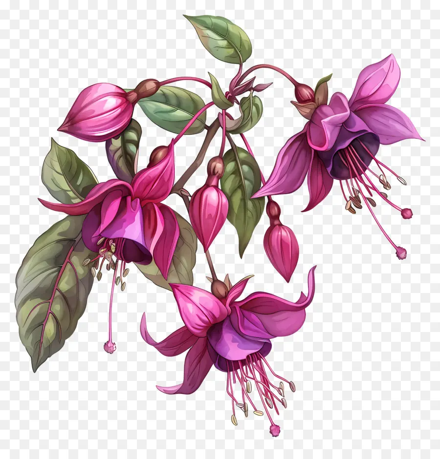 Fucsia Flores，Flor Fucsia PNG