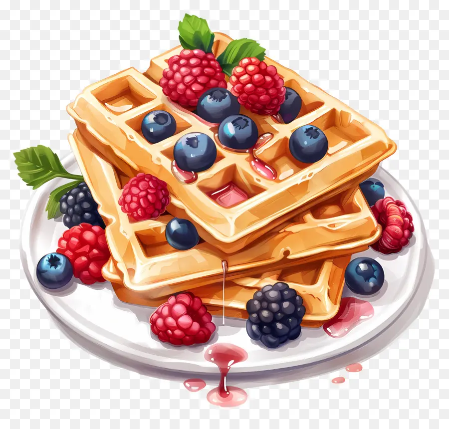 Waffles，Arándanos PNG