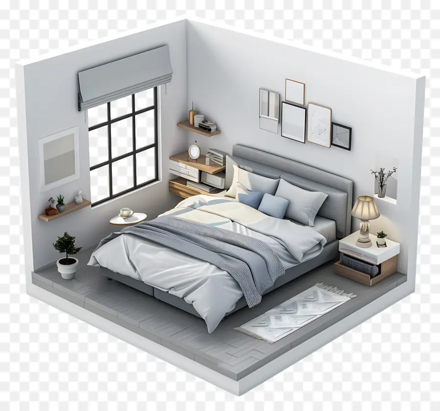 3d Dormitorio，Dormitorio Blanco PNG