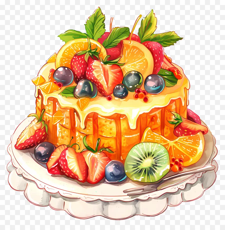 Pastel De Fruta Del Sol，Pastel PNG