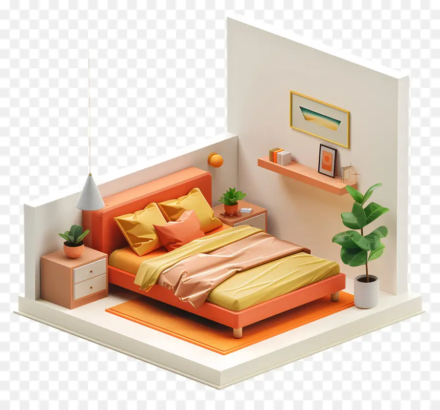 3d Dormitorio，Dormitorio Acogedor PNG