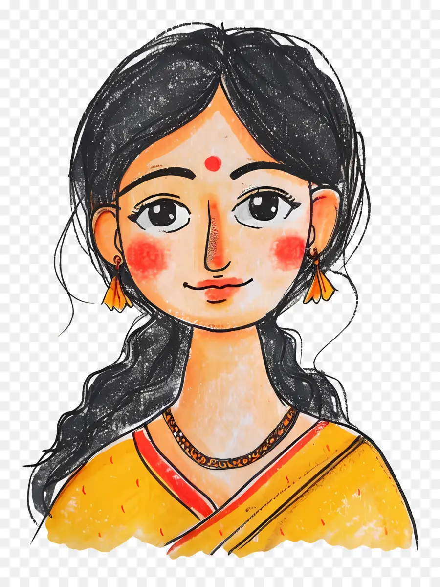 Mujer Marathi India，Sari Indio Tradicional PNG