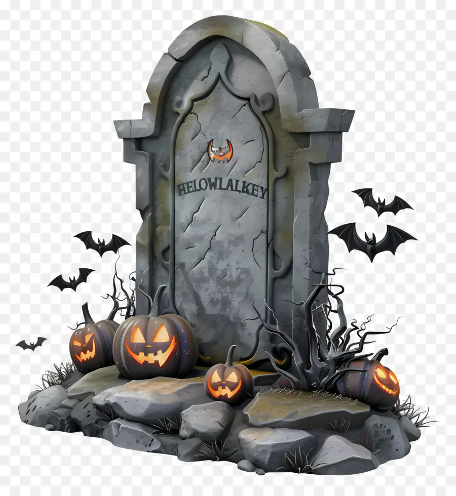 Halloween Lápida，Render 3d PNG