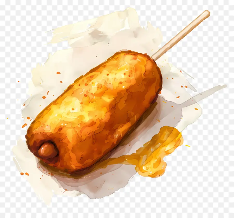 Corndog，Palo De Masa Frita PNG