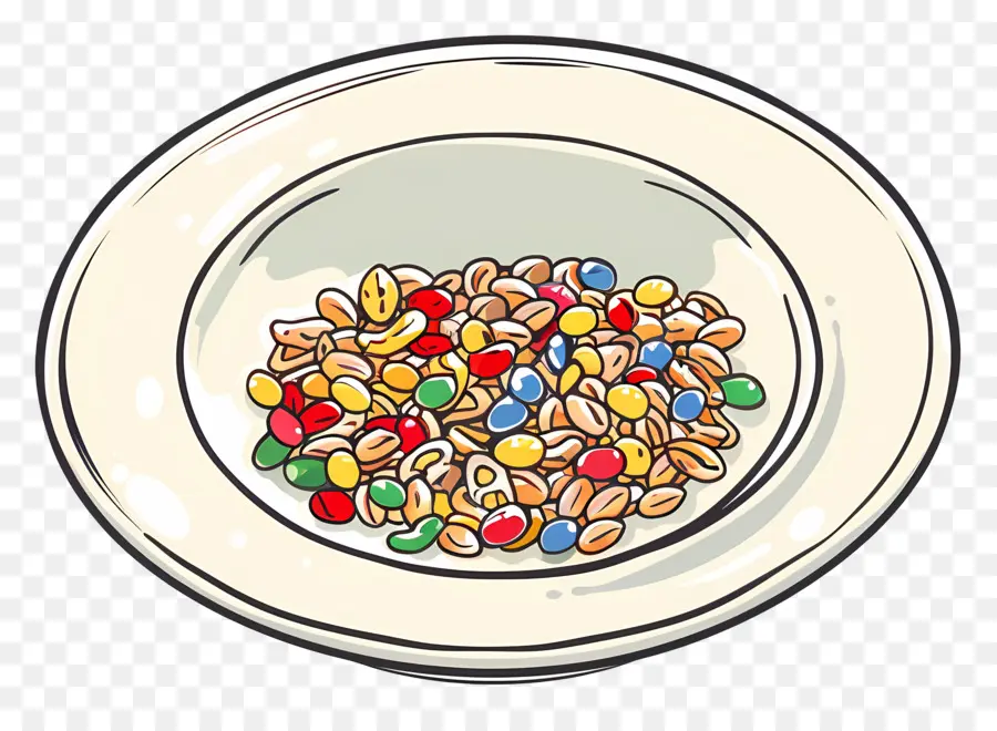 Placa De Cereal，Cereales Coloridos PNG