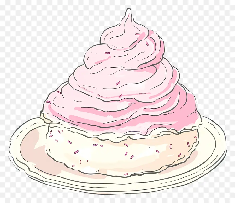 Pavlova，Pastel De Crema Rosa PNG