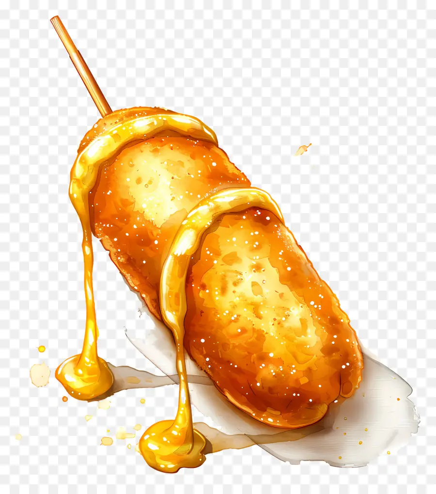 Corndog，Brochetas De Pollo Glaseado Con Miel PNG