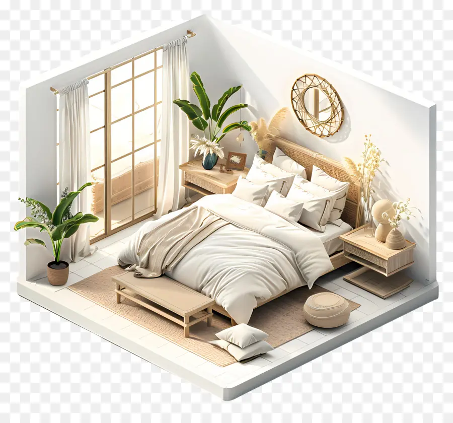 3d Dormitorio，Decoración Minimalista PNG