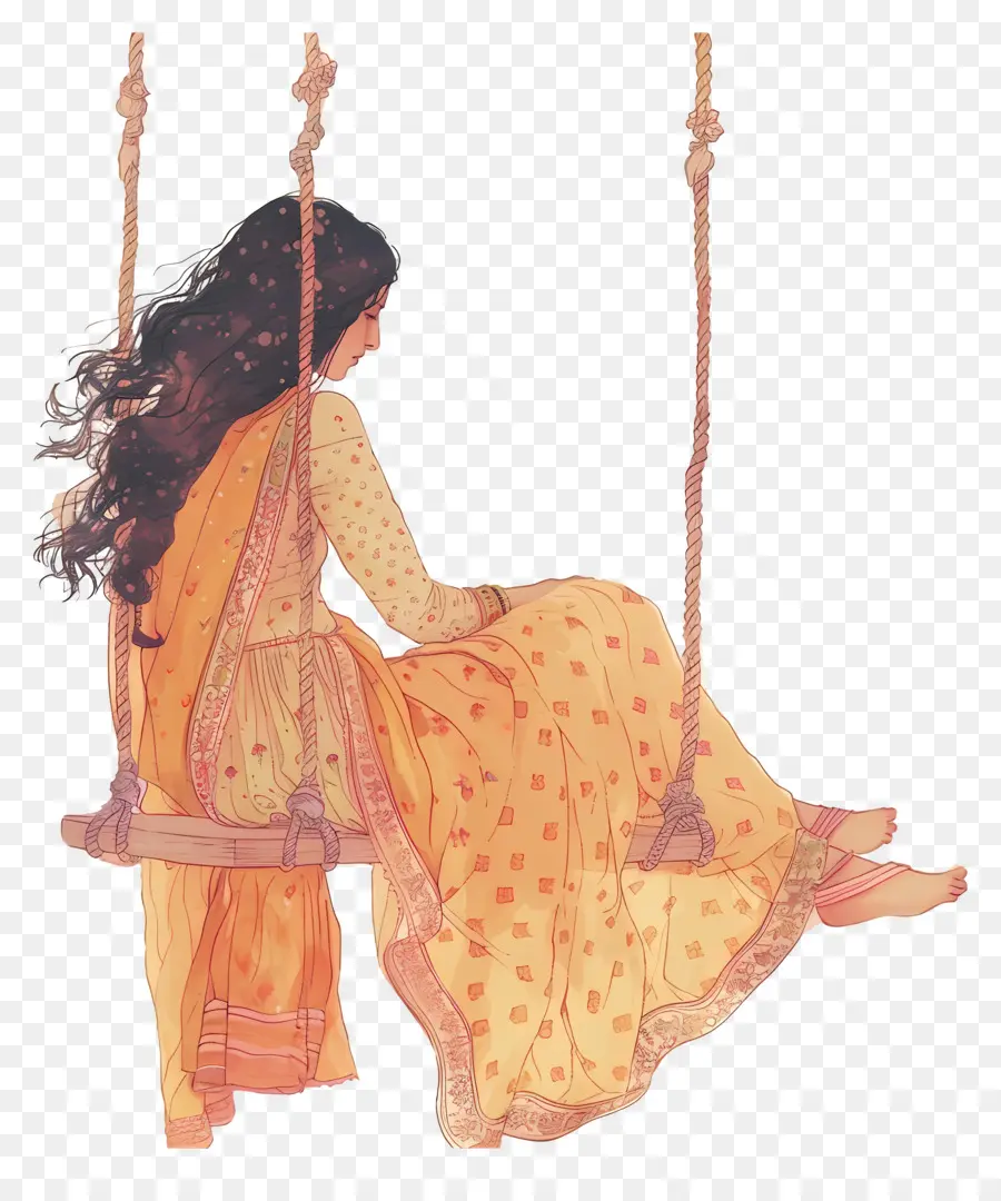 Mujer India En El Swing，Mujer PNG