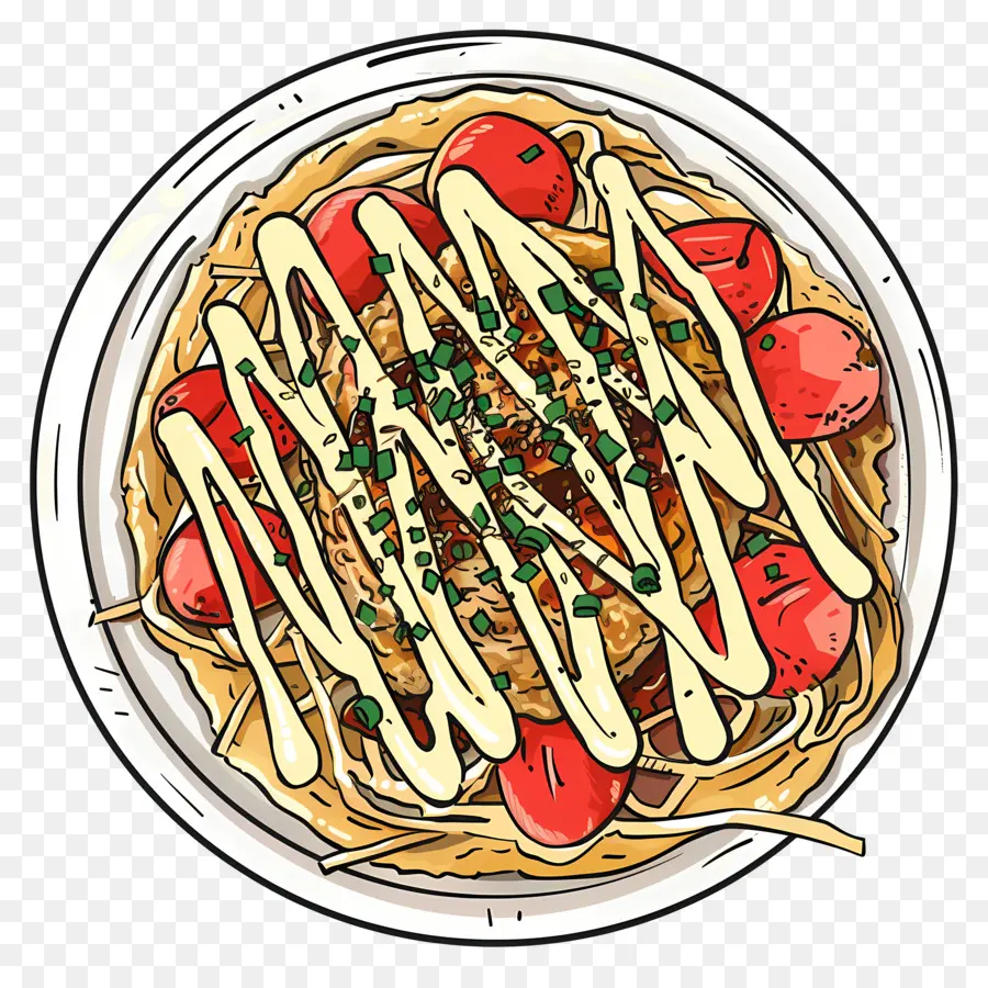 Okonomiyaki，Espaguetis PNG