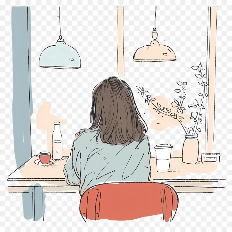 Mujer Esperando En El Café，Mujer PNG