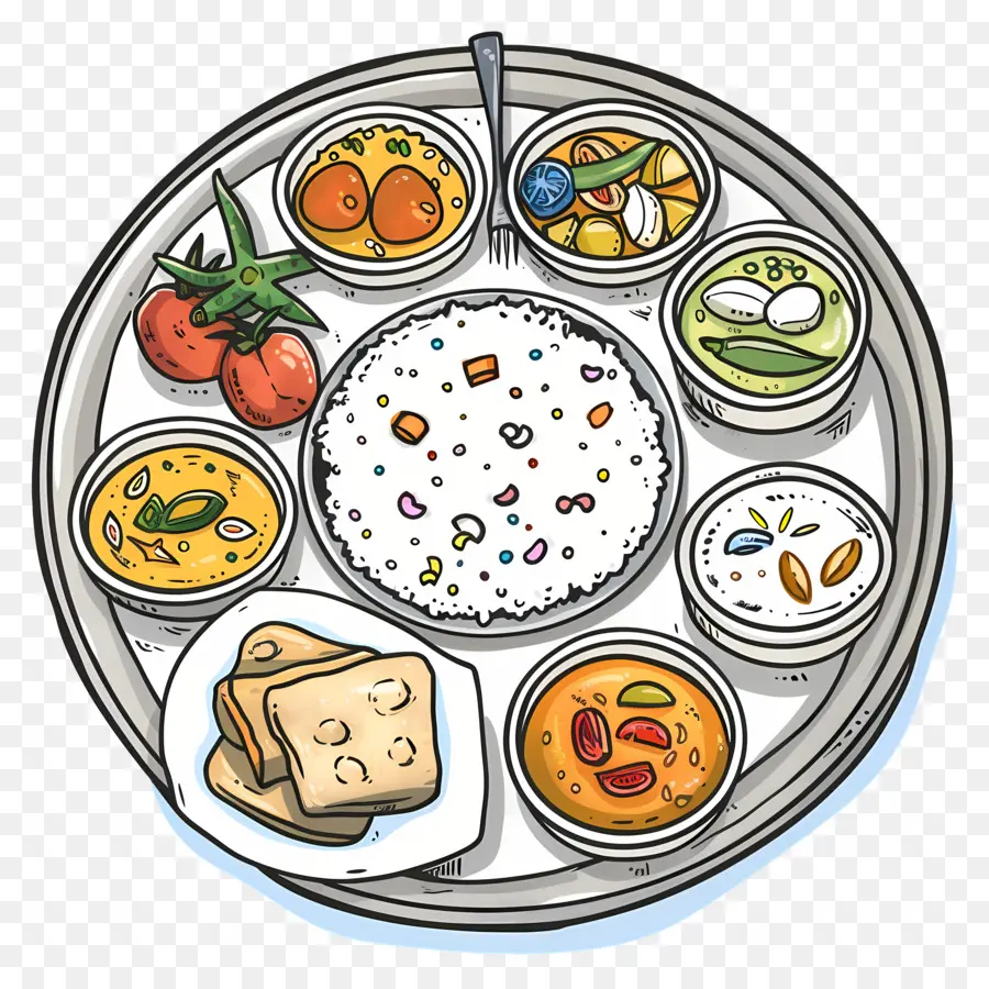 Thali Indio，Comida India Tradicional PNG