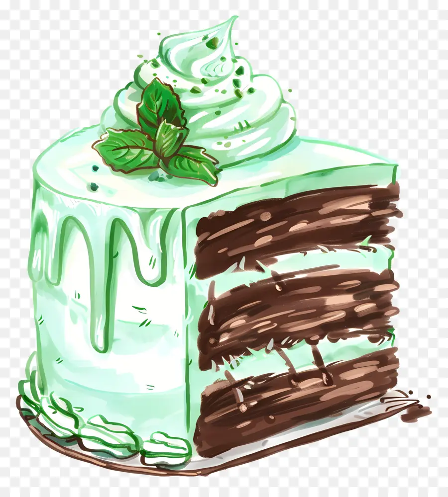 Pastel De Chocolate Con Menta，Menta PNG