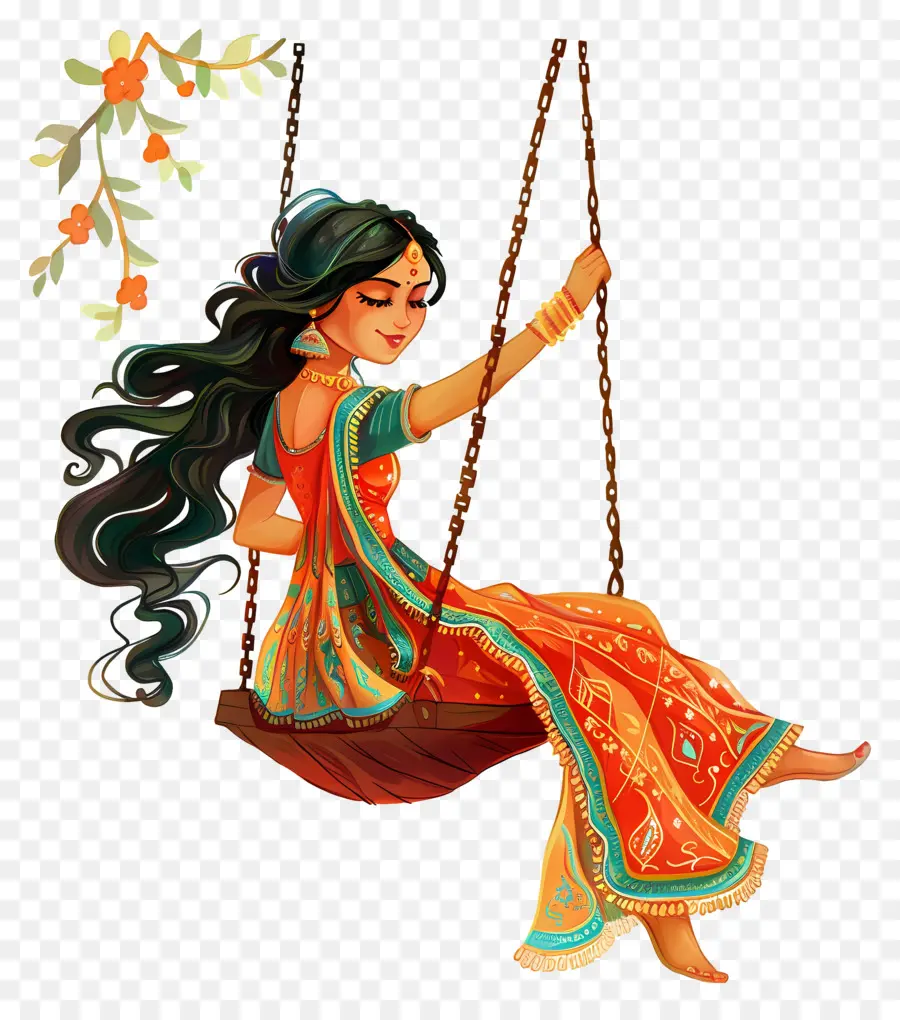 Mujer India En El Swing，Mujer PNG