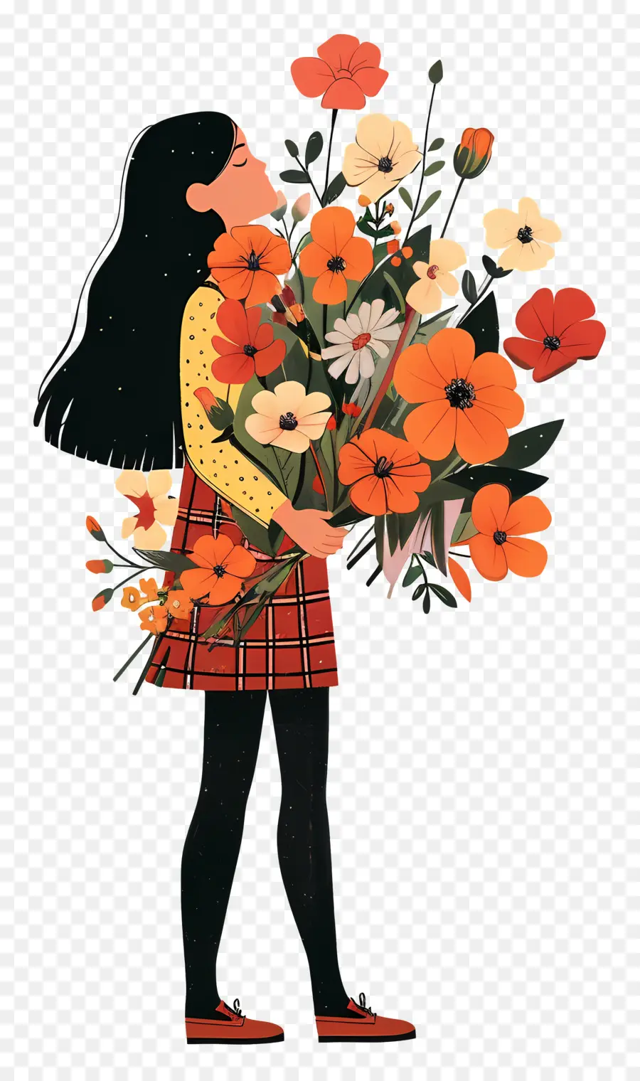 Niña Con Flores，Ramo PNG