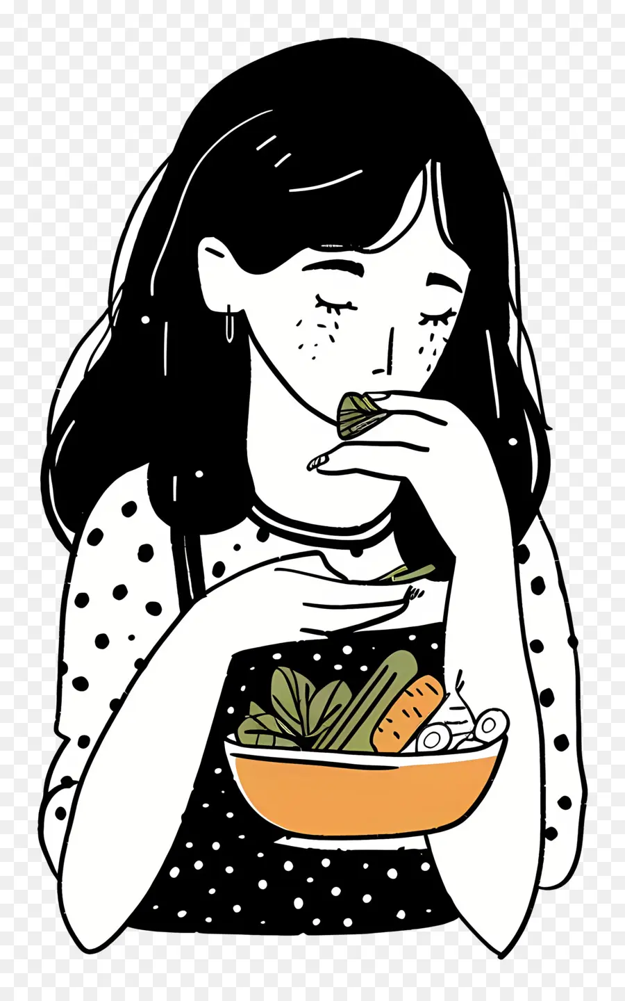 Niña Comiendo，Ensalada PNG